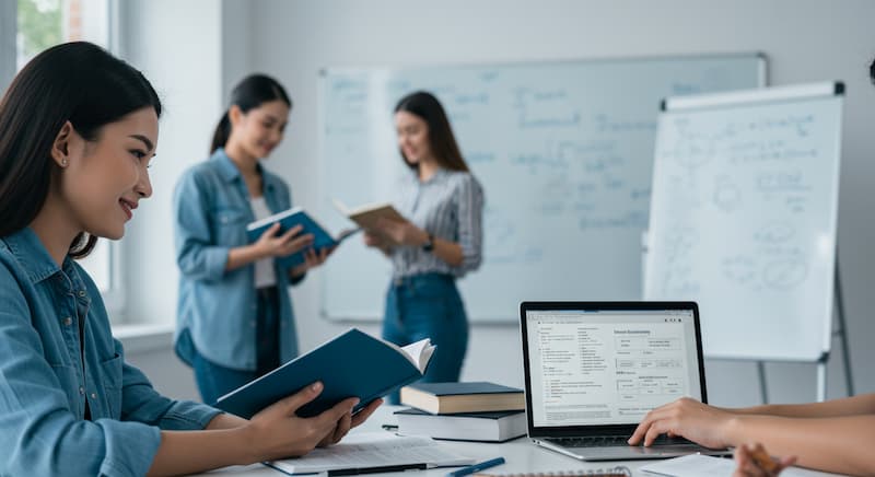 alunos inteligentes se preparam e passam nos exames